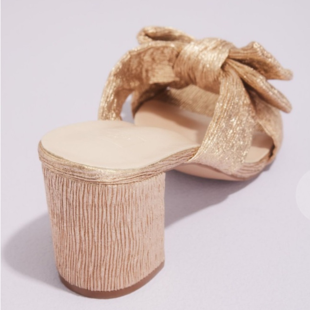 Db Studio Pleated Metallic Bow Mules Size 10 - image 2